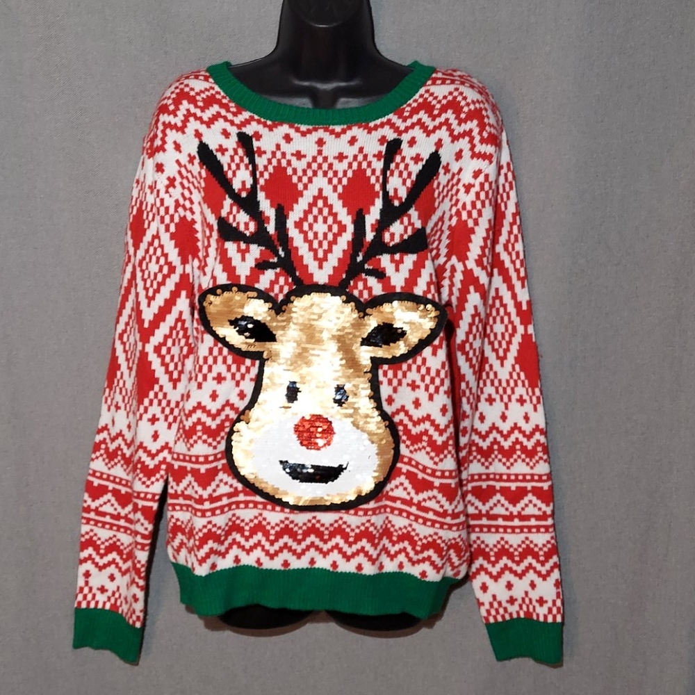 Rudolph Christmas sequin sweater size xxl/2xg